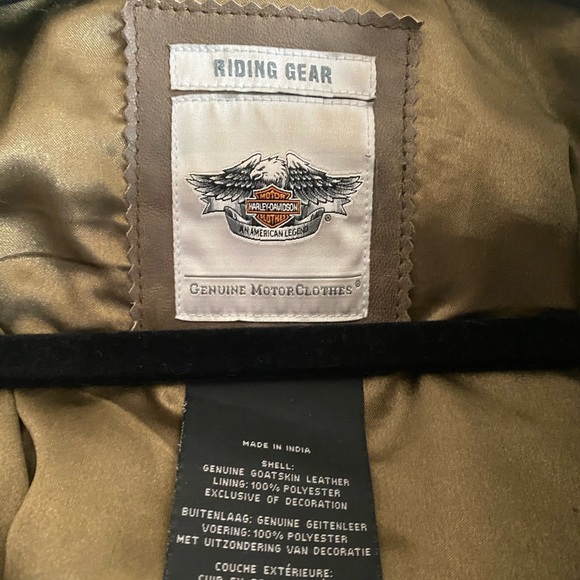 Sage Green Goatskin Leather Harley Davidson Jacket - Picture 6 of 12